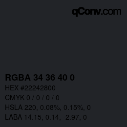 Color code: RGBA 34 36 40 0 | qconv.com