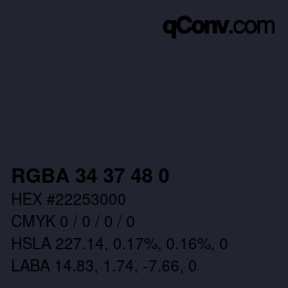 Farbcode: RGBA 34 37 48 0 | qconv.com