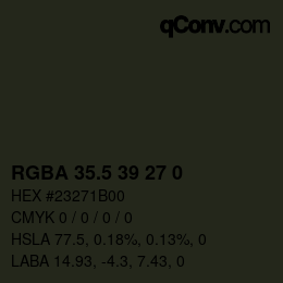 Color code: RGBA 35.5 39 27 0 | qconv.com
