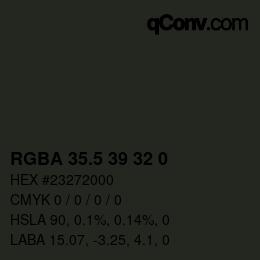 颜色代码: RGBA 35.5 39 32 0 | qconv.com