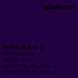 Farbcode: RGBA 35 0 66 0 | qconv.com