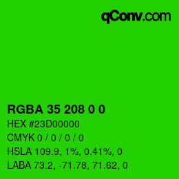 Color code: RGBA 35 208 0 0 | qconv.com
