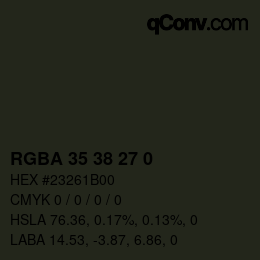 Color code: RGBA 35 38 27 0 | qconv.com