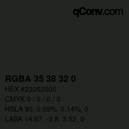 Color code: RGBA 35 38 32 0 | qconv.com