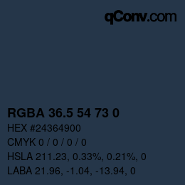 颜色代码: RGBA 36.5 54 73 0 | qconv.com