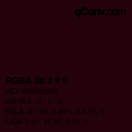 Farbcode: RGBA 36 2 9 0 | qconv.com