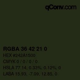 Farbcode: RGBA 36 42 21 0 | qconv.com