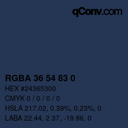 Color code: RGBA 36 54 83 0 | qconv.com