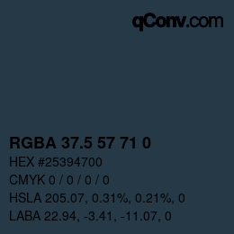 Código de color: RGBA 37.5 57 71 0 | qconv.com