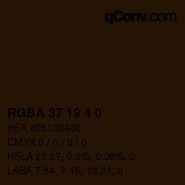 Color code: RGBA 37 19 4 0 | qconv.com
