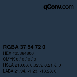颜色代码: RGBA 37 54 72 0 | qconv.com