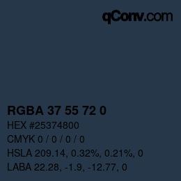 颜色代码: RGBA 37 55 72 0 | qconv.com