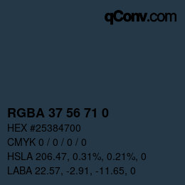 Color code: RGBA 37 56 71 0 | qconv.com