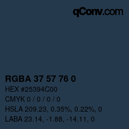 Color code: RGBA 37 57 76 0 | qconv.com