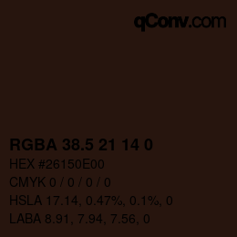 Código de color: RGBA 38.5 21 14 0 | qconv.com