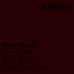 Farbcode: RGBA 38 0 0 0 | qconv.com