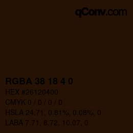 Color code: RGBA 38 18 4 0 | qconv.com