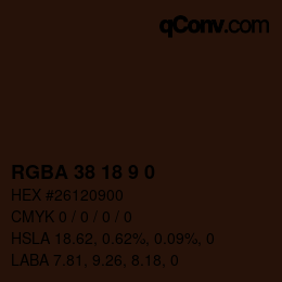 Color code: RGBA 38 18 9 0 | qconv.com