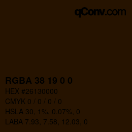 Color code: RGBA 38 19 0 0 | qconv.com