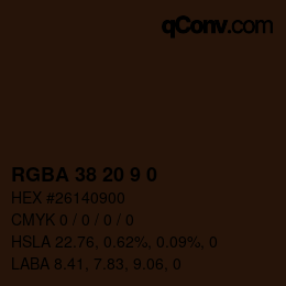 Color code: RGBA 38 20 9 0 | qconv.com