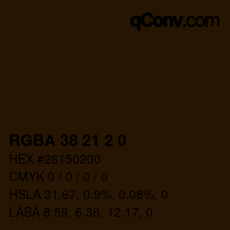 Color code: RGBA 38 21 2 0 | qconv.com