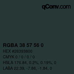 Color code: RGBA 38 57 56 0 | qconv.com
