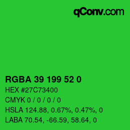 Color code: RGBA 39 199 52 0 | qconv.com