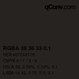 Code couleur: RGBA 39 36 33 0.1 | qconv.com