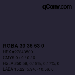Color code: RGBA 39 36 53 0 | qconv.com