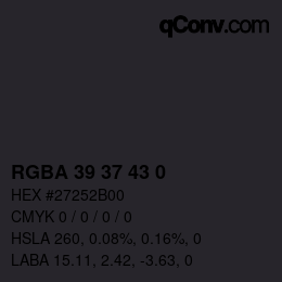 Código de color: RGBA 39 37 43 0 | qconv.com