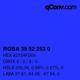 Código de color: RGBA 39 52 253 0 | qconv.com