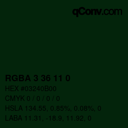 Color code: RGBA 3 36 11 0 | qconv.com