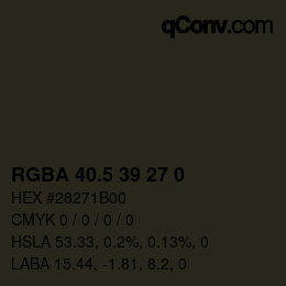 Color code: RGBA 40.5 39 27 0 | qconv.com