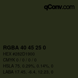 Color code: RGBA 40 45 25 0 | qconv.com