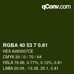 Code couleur: RGBA 40 53 7 0.81 | qconv.com