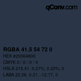 Farbcode: RGBA 41.5 54 72 0 | qconv.com