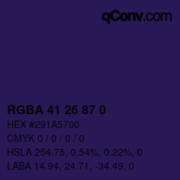 Color code: RGBA 41 26 87 0 | qconv.com