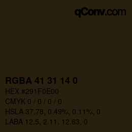 Color code: RGBA 41 31 14 0 | qconv.com
