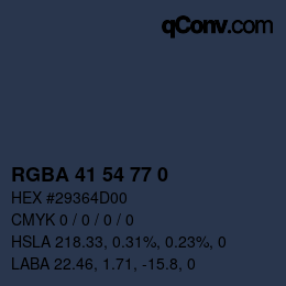 Color code: RGBA 41 54 77 0 | qconv.com
