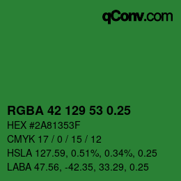 Código de color: RGBA 42 129 53 0.25 | qconv.com