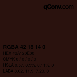 Color code: RGBA 42 18 14 0 | qconv.com