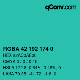 Farbcode: RGBA 42 192 174 0 | qconv.com