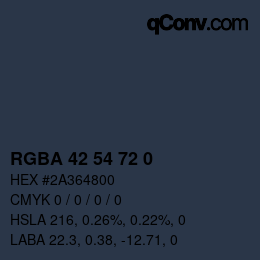 Color code: RGBA 42 54 72 0 | qconv.com