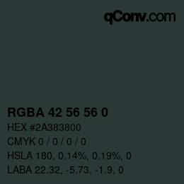 Color code: RGBA 42 56 56 0 | qconv.com