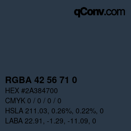 Color code: RGBA 42 56 71 0 | qconv.com