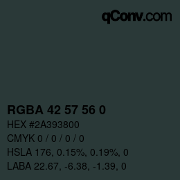 Color code: RGBA 42 57 56 0 | qconv.com
