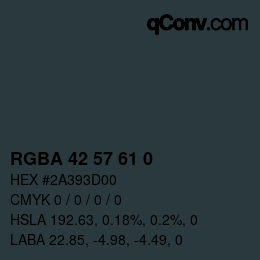 Color code: RGBA 42 57 61 0 | qconv.com