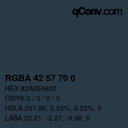 Color code: RGBA 42 57 70 0 | qconv.com