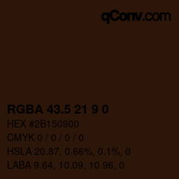 Código de color: RGBA 43.5 21 9 0 | qconv.com