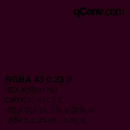 Farbcode: RGBA 43 0 23 0 | qconv.com